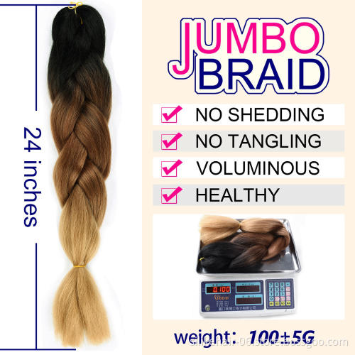 Silike X-pression Synthetic Jumbo Braiding Hair Bulk  Extensions 24" 100g Synthetic Fiber Hair Braiding Crochet Extension Hair